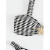 imageMilumia Womens Striped Bikini Set Two Piece Metal Colorblock Bathing Suit Thong SwimsuitsBlack and White