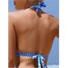 imageMilumia Womens Tropical Halter Bikini Top Tie Back ORing Linked Wireless Swimsuit Bathing Suits Top onlyBlue