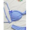 imageMilumia Womens Y2k Gingham Print Bikini Swimsuit 2 Piece Bow Decor Bathing SuitsBlue and White