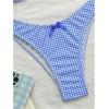 imageMilumia Womens Y2k Gingham Print Bikini Swimsuit 2 Piece Bow Decor Bathing SuitsBlue and White