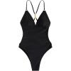 imageMilumia Womens One Piece Criss Cross V Neck Backless Swimwear SwimsuitsBlack