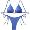 imageMilumia Womens Shiny Bikini Sets Shell Decor Halter Bikini Swimsuit Two Piece Bathing SuitsBlue