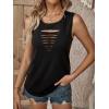imageMilumia Women Cut Out Rock Ripped Tank Tops Trendy Going Out Concert Tees ShirtsBlack