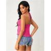 imageMilumia Women Tie Front Ruched Tube Tops Y2k Ruffle Going Out Halter TopsHot Pink