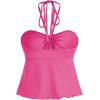 imageMilumia Women Tie Front Ruched Tube Tops Y2k Ruffle Going Out Halter TopsHot Pink