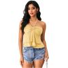 imageMilumia Women Tie Front Ruched Tube Tops Y2k Ruffle Going Out Halter TopsLight Yellow
