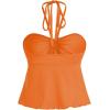 imageMilumia Women Tie Front Ruched Tube Tops Y2k Ruffle Going Out Halter TopsOrange