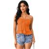 imageMilumia Women Tie Front Ruched Tube Tops Y2k Ruffle Going Out Halter TopsOrange