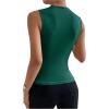 imageMilumia Womens Casual Ruched Mock Neck Tank Top Sleeveless Slim Fit Work Shirt TopsDark Green