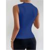 imageMilumia Womens Casual Ruched Mock Neck Tank Top Sleeveless Slim Fit Work Shirt TopsDeep Blue