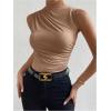 imageMilumia Womens Casual Ruched Mock Neck Tank Top Sleeveless Slim Fit Work Shirt TopsSolid Brown