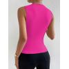 imageMilumia Womens Casual Ruched Mock Neck Tank Top Sleeveless Slim Fit Work Shirt TopsSolid Hot Pink