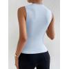 imageMilumia Womens Casual Ruched Mock Neck Tank Top Sleeveless Slim Fit Work Shirt TopsSolid Light Blue