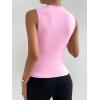 imageMilumia Womens Casual Ruched Mock Neck Tank Top Sleeveless Slim Fit Work Shirt TopsSolid Pink