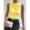 imageMilumia Womens Casual Ruched Mock Neck Tank Top Sleeveless Slim Fit Work Shirt TopsSolid Yellow