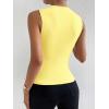 imageMilumia Womens Casual Ruched Mock Neck Tank Top Sleeveless Slim Fit Work Shirt TopsSolid Yellow