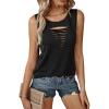 imageMilumia Women Cut Out Rock Ripped Tank Tops Trendy Going Out Concert Tees ShirtsBlack