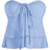 imageMilumia Women Tie Front Ruched Tube Tops Y2k Ruffle Going Out Halter TopsBlue