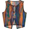 imageMilumia Womens Cutout Sheer Mesh Crop Tank Top Neon Rave Tops FestivalMulticolor