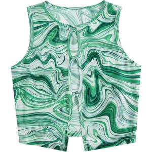 imageMilumia Womens Cutout Sheer Mesh Crop Tank Top Neon Rave Tops FestivalGreen